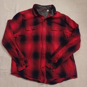 Woolrich Red and Black Plaid Button Down Shirt Women's Size Large